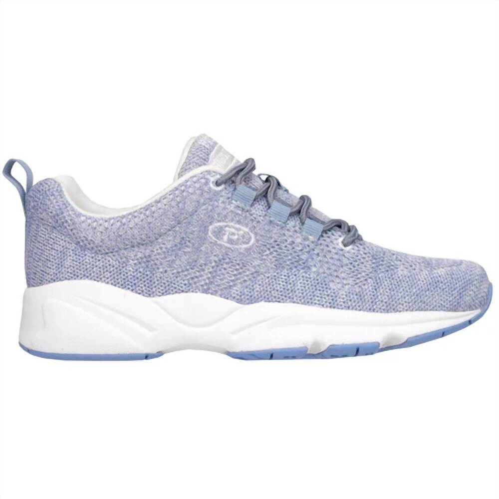 NEW PROPET women's stability fly knit athletic sneaker in denim/white